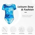thumbnail image 6 of Balery Women'Sblue Shell Crew Neck Round Neck Short Sleeves Slim Fit Casual Basic Extender Bodysuit Daily Jumpsuit T Shirts-Xx-Large, 6 of 9
