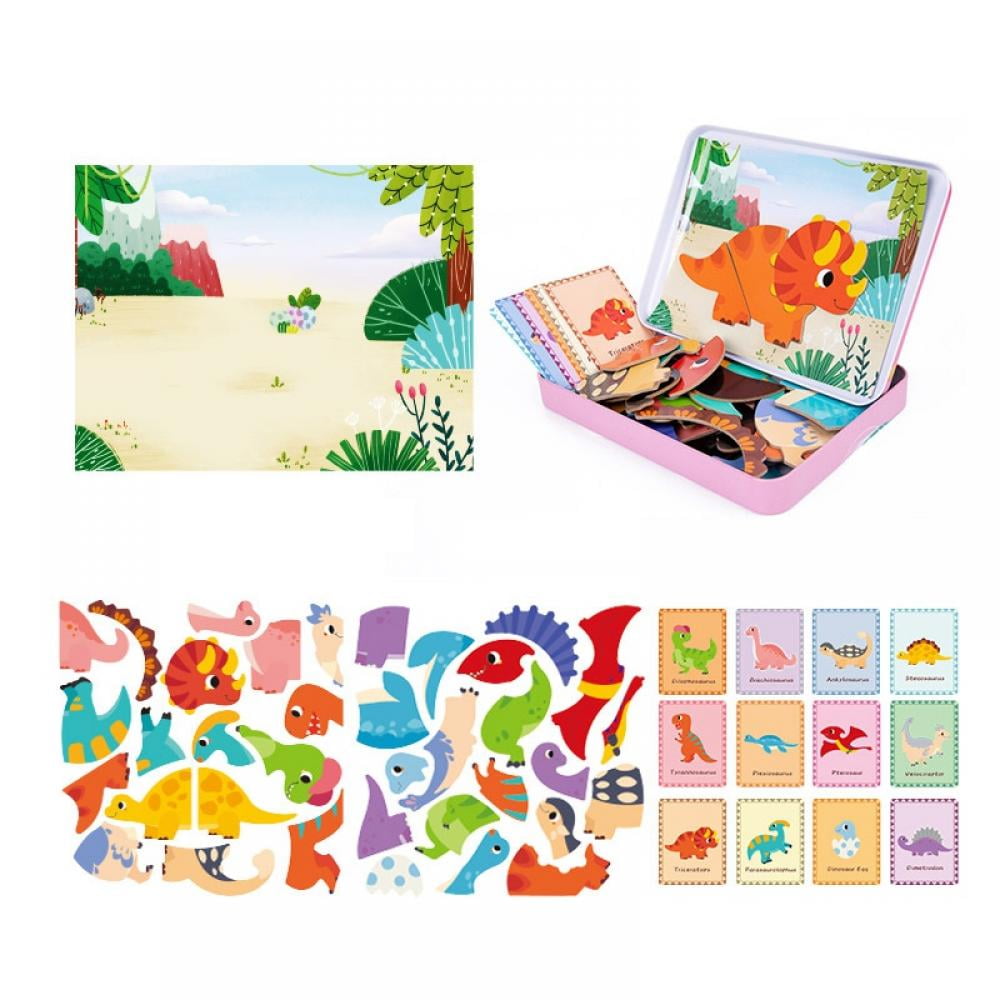 70 Pieces Aitbay Magnetic Puzzle 3D Jigsaw Puzzle Roly Play Set Magnetic Book Intelligent Brain Training Game Fine Motor Skill Educational Preschool Learning Toy for 3 4 5 Years Old Kid 