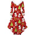 thumbnail image 3 of FOCUSNORM Robe de Noël Juniors pour Femmes Manches Longues en Peluche Col en V Dessin Animé Fête Midi, 3 of 8