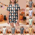 thumbnail image 2 of KPOPLK Girls Satin Pajamas Set Halloween Button Down Silk 2 Piece Pj Sets Ruffle Short Sleeve Sleepwear,Size 4-5 Years, 2 of 9