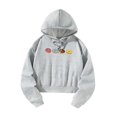 thumbnail image 3 of Sudadera con capucha corta para mujer, cómoda, moderna, gris, con cordón, recortada XL, 3 of 8