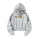 thumbnail image 3 of Sudadera con capucha recortada para mujer, cómoda, de moda, gris, con cordón, suéter recortado,, 3 of 8