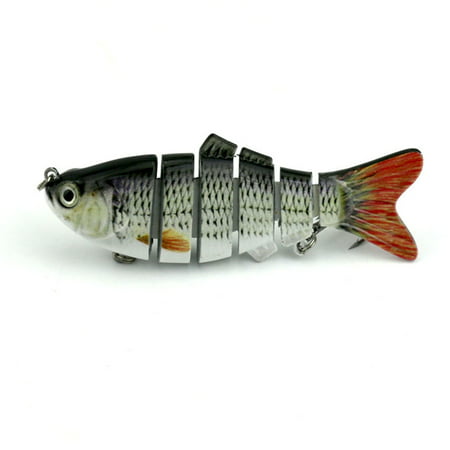 10cm/18G Multi Jointed Plastic Fishing Lure, Bait Bass Crank Minnow Swimbait for Freshwater