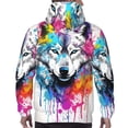 thumbnail image 7 of Naloa Cool Colorful Wolf Men's Casual Hooded Collar Drawstring Hoodies Pullover Sweatshirts Casual Long Sleeve Shirts-XX-Large, 7 of 7