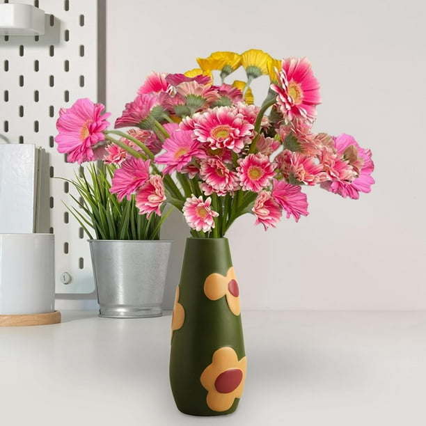 Jarrones de flores Jarrón de cerámica Jarra de cerámica Centros de mesa Jarrón de decoración para el hogar Jarrón de mesa para el dormitorio Regalo de Verde Macarena Jarrón de cerámica pintado