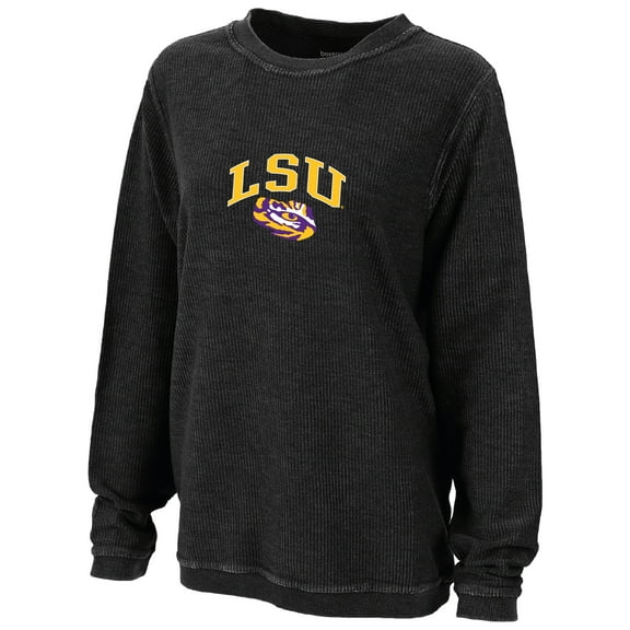 Women's Boxercraft Black LSU Tigers Rally Corduroy Pullover Sweatshirt