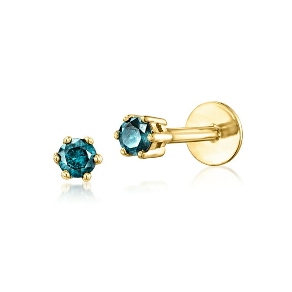 Pure Collection by Ross-Simons 0.10 ct. t.w. Blue Diamond Flat-Back Stud Earrings in 14kt Yellow Gold, Women's, Adult