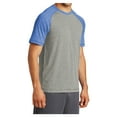 thumbnail image 4 of Mens Tri-Blend Wicking Polyester/Cotton/Rayon Raglan Tee True Royal Heather/ Light Grey Heather Small, 4 of 8