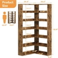 thumbnail image 6 of Corner Bookshelf, 6 Tiers Corner Bookcases with Baffles, 6-Tier Corner Bookshelf with Baffles,Large Storage Corner Bookshelf Display Rack 71''Tall Modern L shaprner Etagere Bookcase Corner Shelf L Sha, 6 of 7