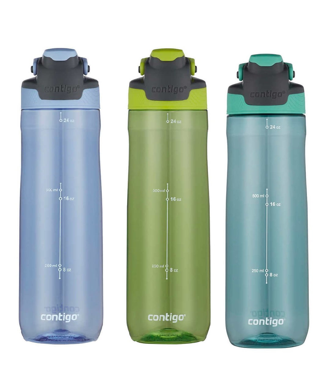 Contigo Autoseal 24oz.Green Spill-proof Water Bottle, 3-pack