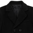 thumbnail image 4 of Boys Quilted Lined Wool Peacoat, Kids Double Breasted Mid Length Notch Lapel Overcoat Warm Fall Winter Tweed Outerwear Black, 4 of 8
