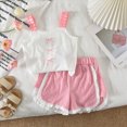 thumbnail image 2 of WXFAZCVU Baby Girl Clothes Summer Outfits Sleeveless Shirts and Ruffle Shorts Cute Set Size 7 Years, 2 of 4