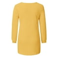 thumbnail image 7 of Work Tops for Women Fall Loose Fit Crewneck Long Sleeve Kimono One Shoulder Pleated Plain Leisure Cotton Top(Yellow,L), 7 of 7