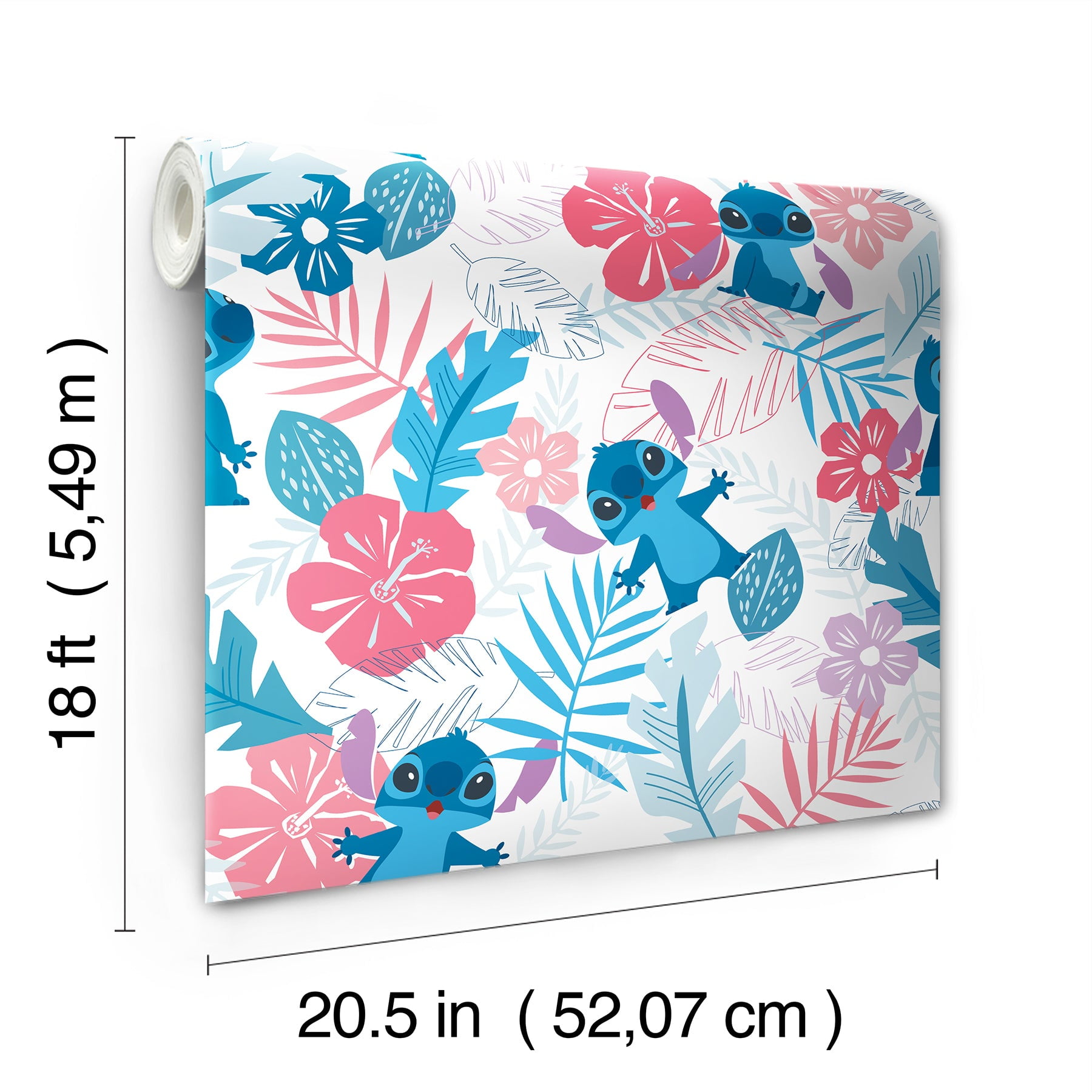 Disney Stitch Tropical Flowers Peel & Stick Wallpaper, Blue