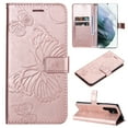 thumbnail image 1 of TECH CIRCLE Galaxy S22 Ultra Wallet Case,Butterfly Embossed PU Leather Flip case Cover Stand Feature with Wrist Strap and Card Holder Protective Phone Case for Samsung Galaxy S22 Ultra 6.8", Rosegold, 1 of 11