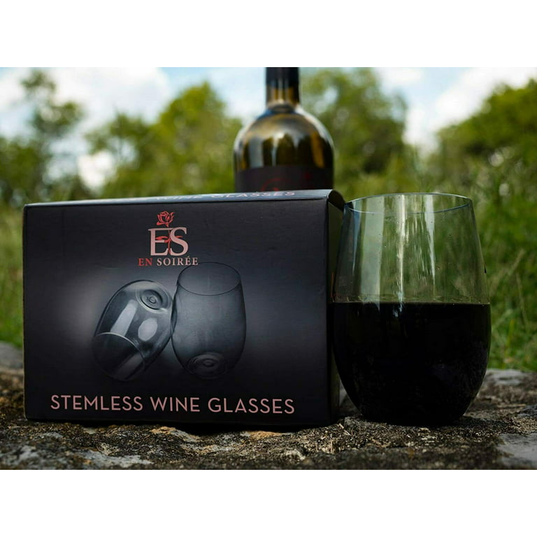 Stunning Mini Stemless Clear Wine Glasses - 4 oz