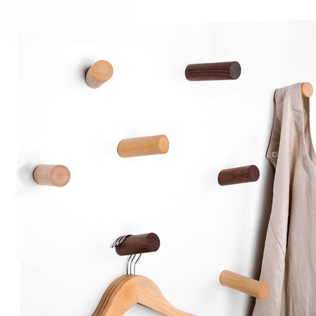 Gancho de madera maciza para colgar en la pared, gancho creativo de madera maciza, gancho para puerta de dormitorio de una sola entrada