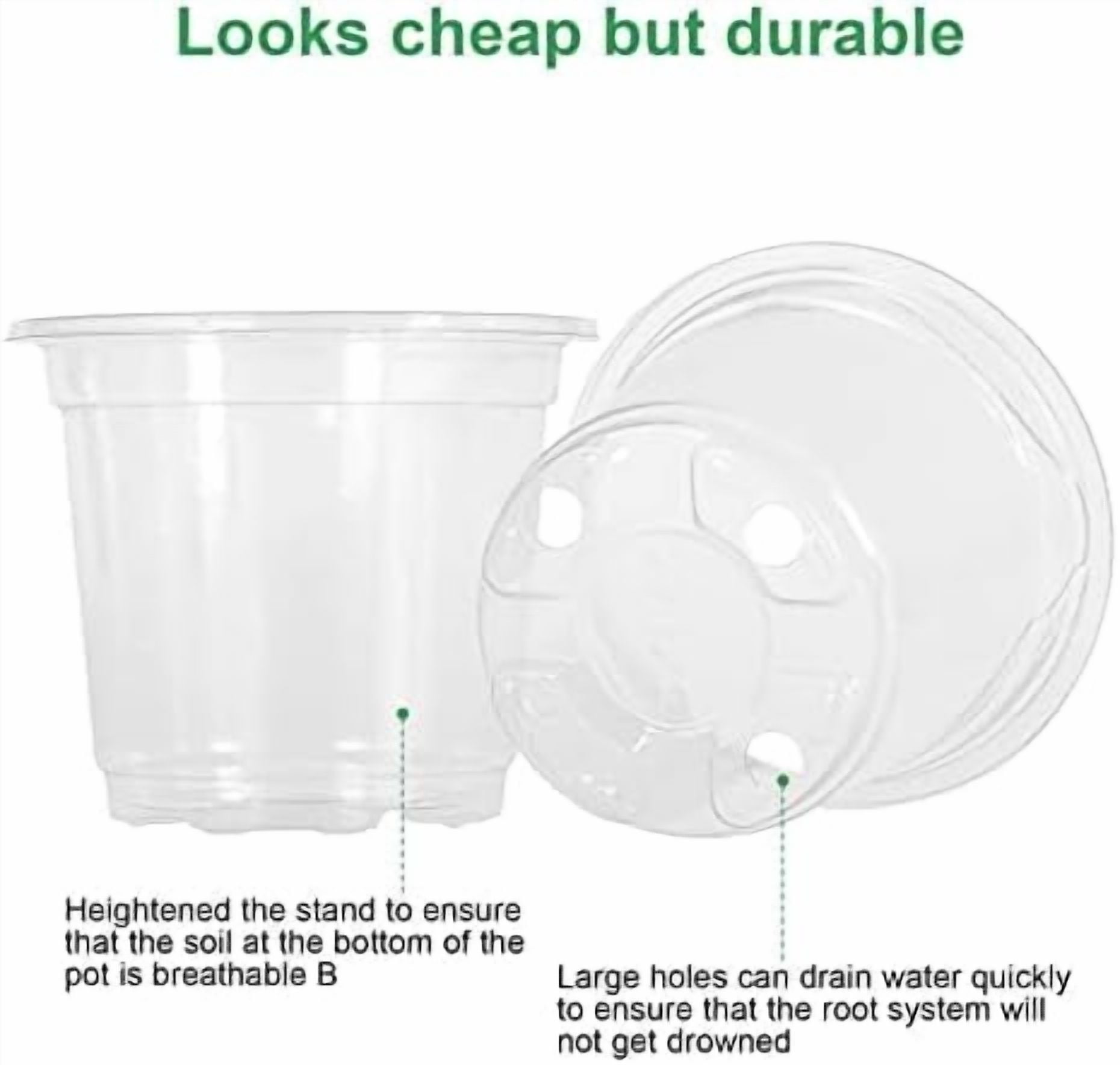 Clear Plant Nursery Pots with Humidity Dome 4" Soft Transparent Plastic Gardening Pot Planting Containers Cups Planter Small Starter Seed Starting Trays for Seedling with 10pcs Plant Labels