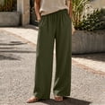thumbnail image 3 of FAIWAD Linen Pants Women Wide Leg Palazzo Pants Drawstring Elastic Waist Casual Beach Vacation Travel Trousers with Pockets, 3 of 8