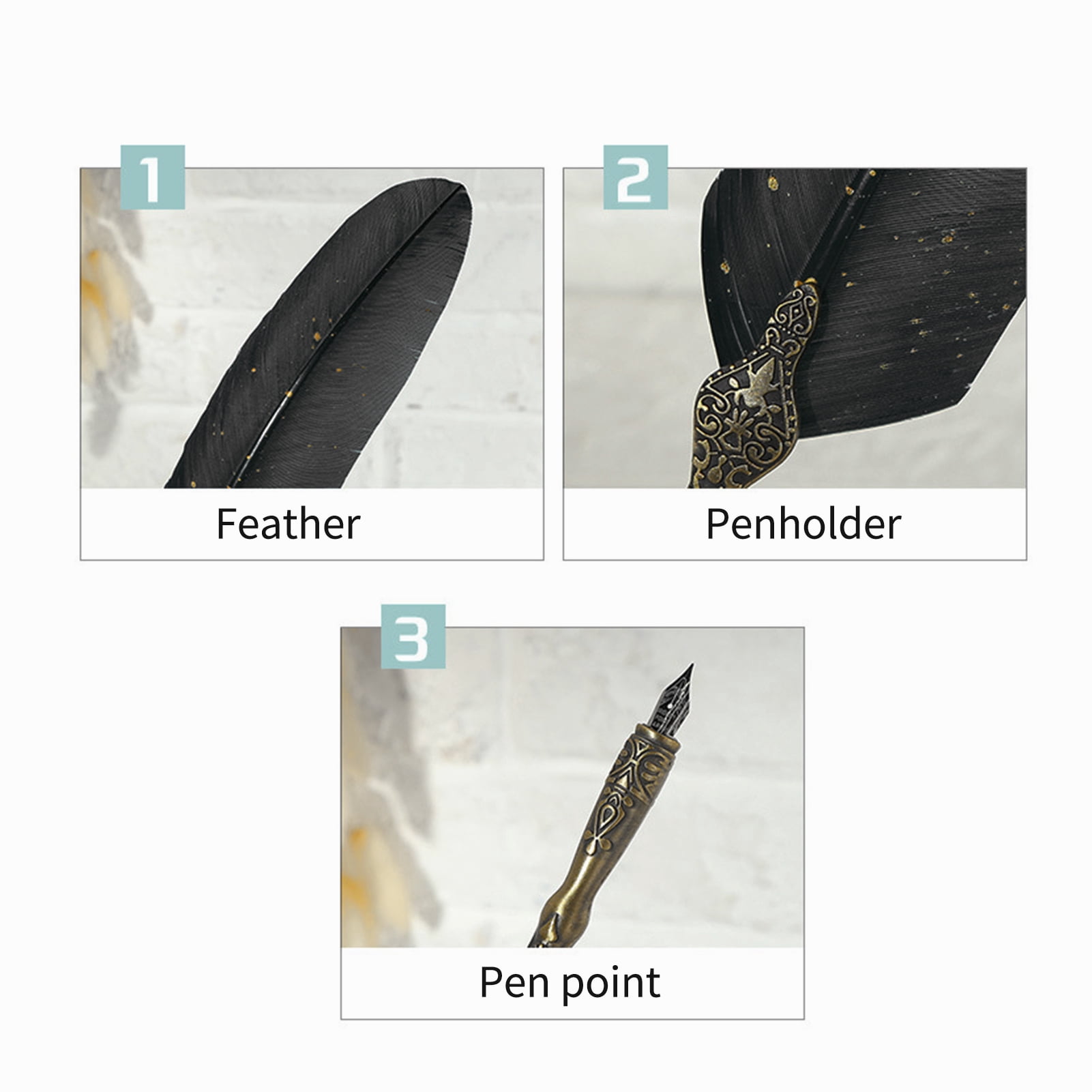Fountain Pen Pen Vintage Pen and Ink Set Glittering Quill Pen Fountain Pen Calligraphy Dip Pen Writing Signature Pen With Replacement Nibs Pen Holder Luxury Birthday Gift for Children Student