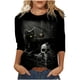 thumbnail image 1 of Blusa clásica de cuello redondo de manga larga con estampado de novedad de Halloween para mujer Pompotops FGAJ6280, 1 of 5