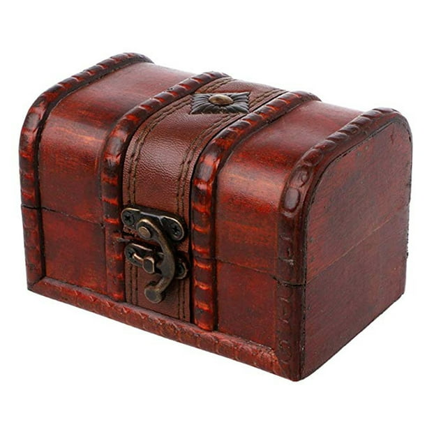 Bluelans - Bluelans Small Jewelry Storage Treasure Rustic Wooden Box ...