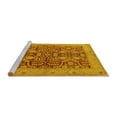 thumbnail image 2 of Ahgly Company Machine Washable Indoor Round Oriental Yellow Industrial Area Rugs, 4' Round, 2 of 4
