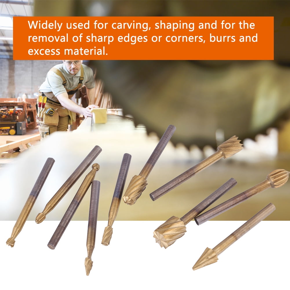 FAGINEY 10pcs High Speed Steel Burrs Rotary Files Woodworking Carving