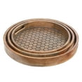 thumbnail image 3 of Set Of 3 Mango Wood Honeycomb Round Tray With Handle, 3 of 3