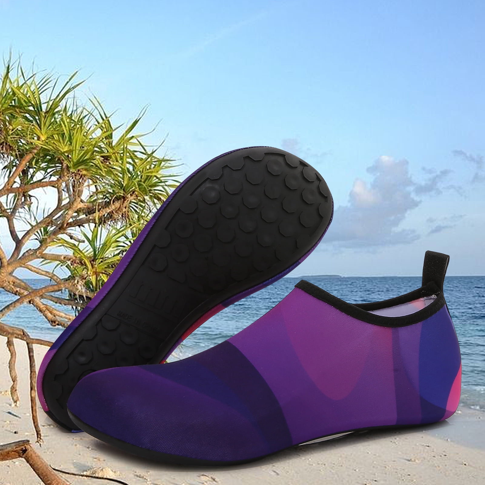 Men and Women a Slip On Barefoot Quick-Dry Beach Aqua Yoga Water Shoes (Layer/Purple, 13-14 Women/10.5-11 Men)