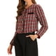 thumbnail image 4 of CHAQUETA DE TWEED ROJA Y NEGRA DE MUJER CON CUELLO REDONDO Y CIERRE DE BOTONES DE MANGA LARGA INSPIRADA EN CHIC, 4 of 6