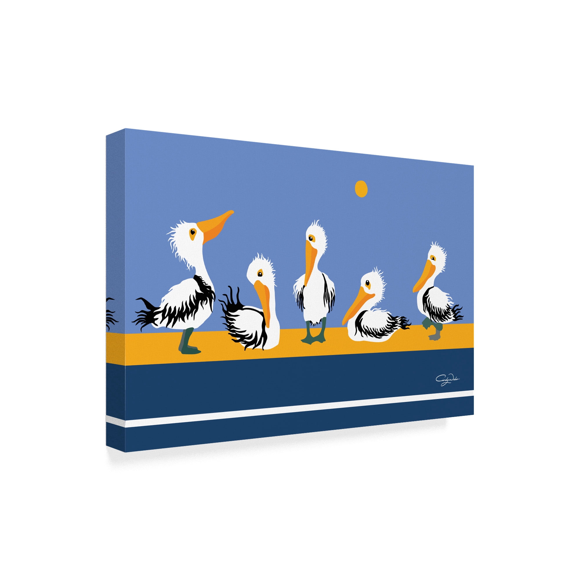 Trademark Fine Art 'Pelican Parade' Canvas Art by Cindy Wider