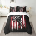 thumbnail image 2 of Manfei Teen Boys Dirt Bike Twin Bedding Sets 7pcs, Grunge USA Flag Bedding Comforter Set, Extreme Sport Sheet Sets, Luxury Bedroom Decor, 2 of 8