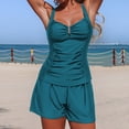 thumbnail image 6 of Xijirk Tankini Swimsuits for Women,Two Piece Swimwear with High Waist Wide Leg Pants and Side Pockets Bikini Separates Bathing Suit Breathable Beachwear for Beach,Swimsuit for Women,L,Navy, 6 of 7