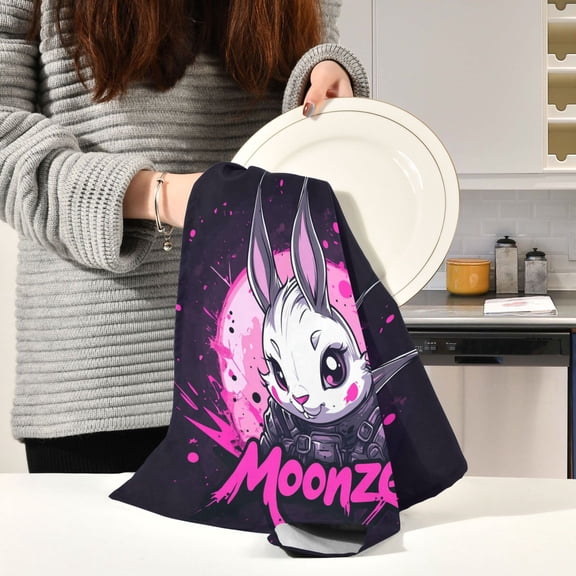BZSMCE Kitchen Towels Creative Cute Cartoon Rabbit Pattern Durable Kitchen Towel