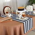 thumbnail image 4 of Table Runner 36 Inches Long for Kitchen Dining, Navy Blue Gray Stripe Dresser Scarf Farmhouse, Dining Table Decorations for Wedding/Parties, Modern Farmhouse Horizontal Striped 13 x 36 In, 4 of 7