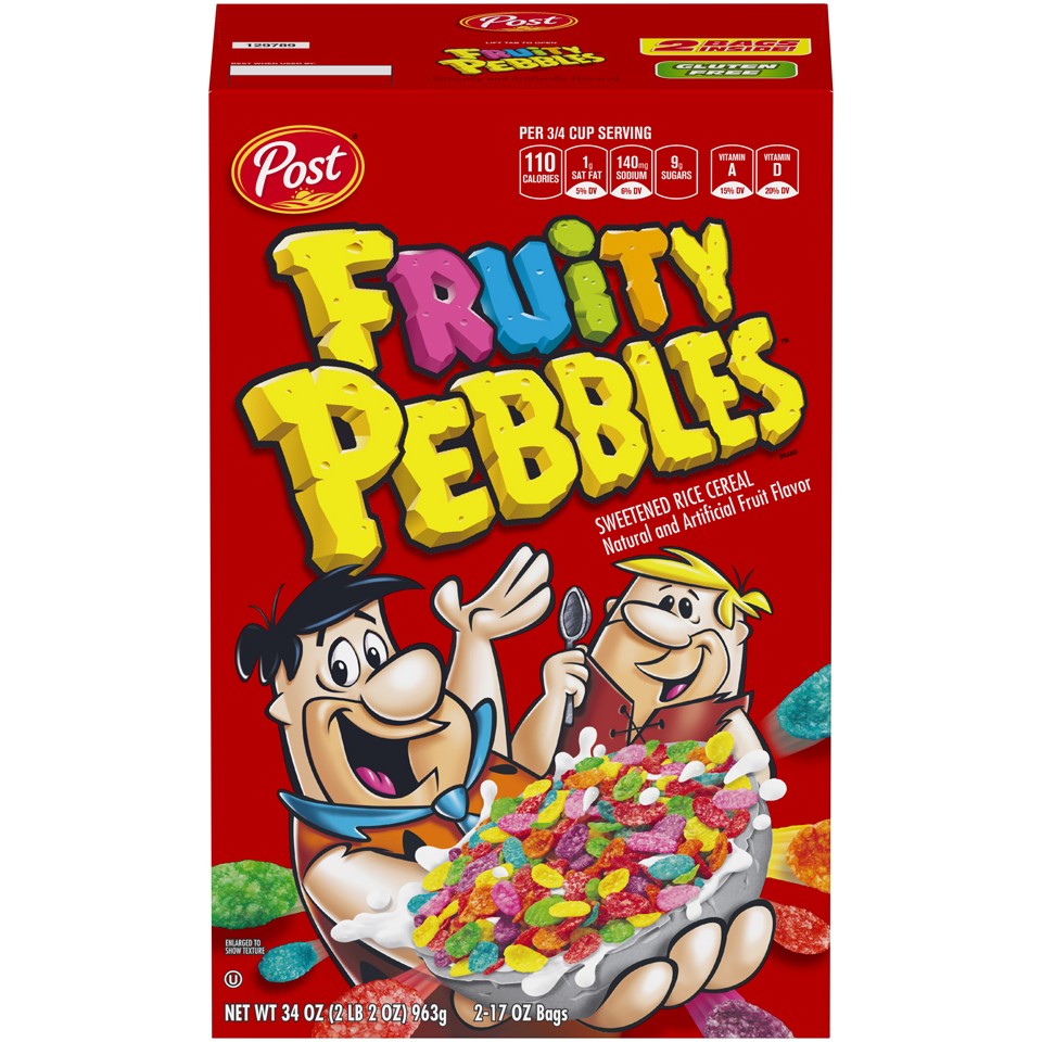 Post Fruity Pebbles Cereal Club Size, 34 Oz