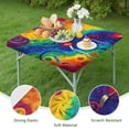 thumbnail image 4 of Colorful Circular Pattern Square Fitted Tablecloth with Elastic Edge,Square Table Cover,Washable Elastic Table Cover for Home Kitchen Party Decor 34"x34", 4 of 6
