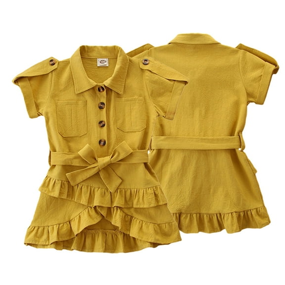 KYAIGUO Kids Baby Girls Summer Short Sleeve Dresses Skirt Toddler Girls Dress Ruffles Princess Dresses Casual Cute Party Dresses for 1-6T