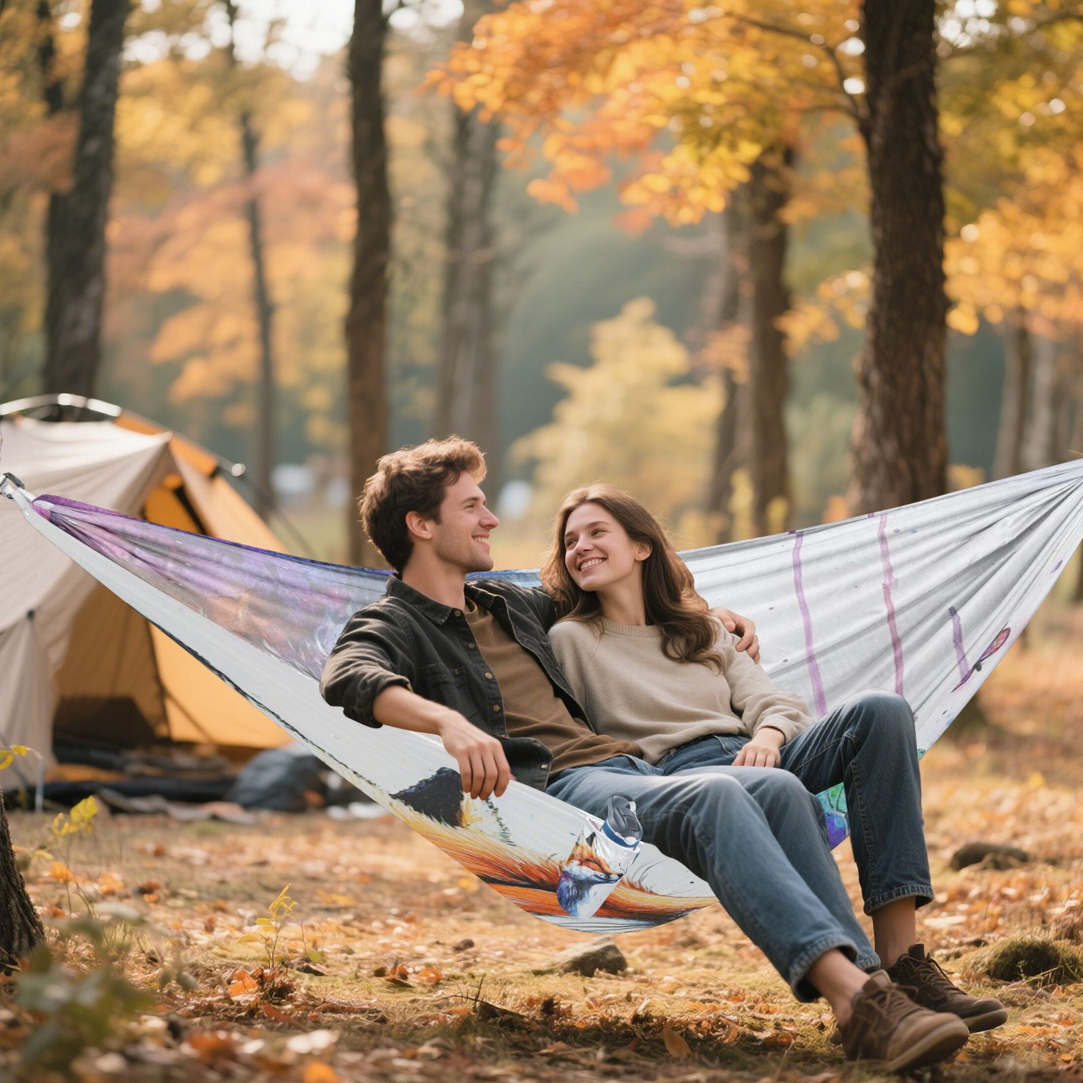 Hammock Camping Hammock Nylon Portable Hammock Travel Camping Hammock Colorful Fox and Butterflies