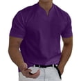 thumbnail image 1 of Prolriy Camisetas para hombre Primavera Verano Casual Cuello en V Sólido Manga Corta Camiseta Blusa Superior Camisas para hombre Rosa Fuerte S, 1 of 8