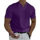 thumbnail image 1 of Prolriy Camisetas para hombre Primavera Verano Casual Cuello en V Sólido Manga Corta Camiseta Blusa Superior Camisas para hombre Rosa Fuerte M, 1 of 8