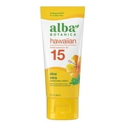 Alba Botanica Hawaiian Sunscreen Lotion, SPF 15, Aloe Vera, 3 fl oz (89 ml)