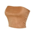 thumbnail image 3 of MixMatchy Women's Causal Strapless Double layered Basic Faux Suede Sexy Tube Top, 3 of 4