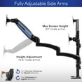 thumbnail image 4 of VIVO Black Triple Monitor Mount, 2 Pneumatic Arms + 1 Fixed, 3 Screens up to 32", 4 of 8