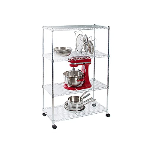 Seville Classics UltraZinc 4-Shelf Wire Shelving Rack with Wheels, 14x30x48-Inch