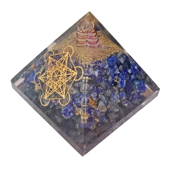 Natural Crystal Lapis Lazuli Orgone Pyramid EMF Protection Healing Meditation Energy Generator Chakra Gemstone