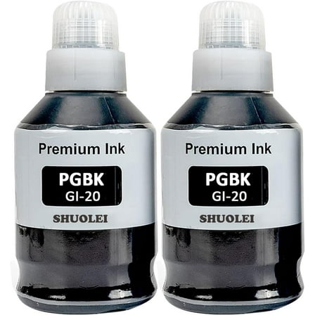 z GI-20 GI20 Refill Ink Bottles Kit Compatible for Canon PIXMA G6020 G7020 G5020 MegaTank Printers, 2-Pack (170ML GI-20 Black)
