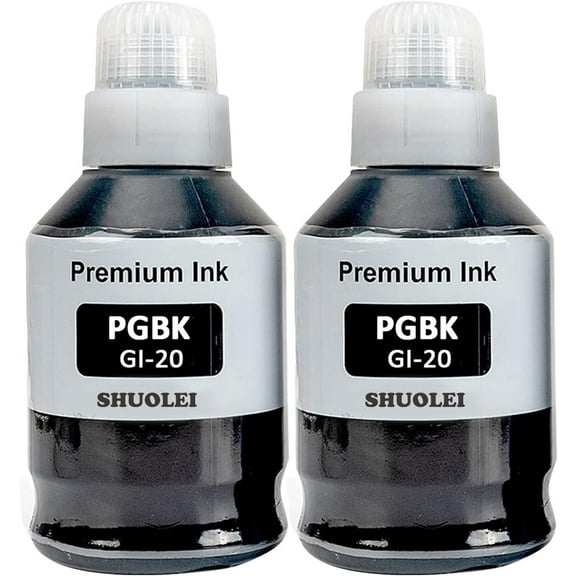 z GI-20 GI20 Refill Ink Bottles Kit Compatible for Canon PIXMA G6020 G7020 G5020 MegaTank Printers, 2-Pack (170ML GI-20 Black)