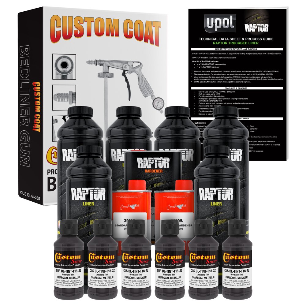 UPOL Raptor Charcoal Metallic Urethane SprayOn Truck Bed Liner Kit w